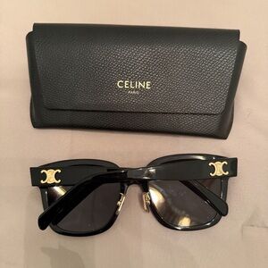 Celine Black Sunglasses with Gold Emblem Hardware
